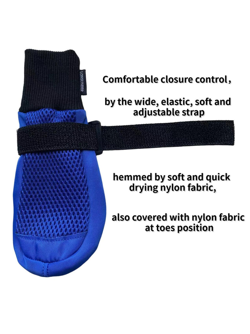 Dog Boots Breathable, Dog Shoes Protecting Dog's Paws, Dog Booties with Soft and Nonslip Soles, Set of 4, Size Large, Color Blue - PawsPlanet Australia