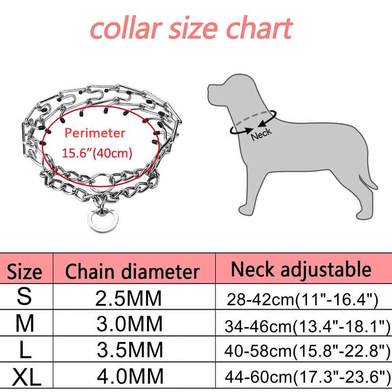 Dog Prong Collar, Adjustable Choke Collar for Dogs, High-Strength Metal Collar with Comfort Rubber Tips, for Small to Large Dogs, Gold B Medium - PawsPlanet Australia