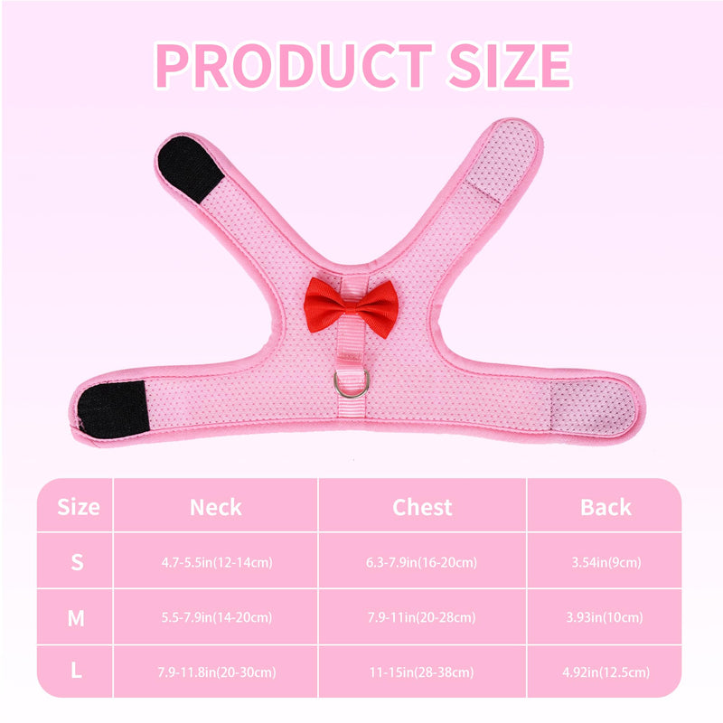 AIITLE Rabbit Harness and Leash Set with Cute Bow, Soft Breathable Mesh Vest Harness for Rabbits Kitten Ferret Puppy Small Pets Walking Supplies Pink S