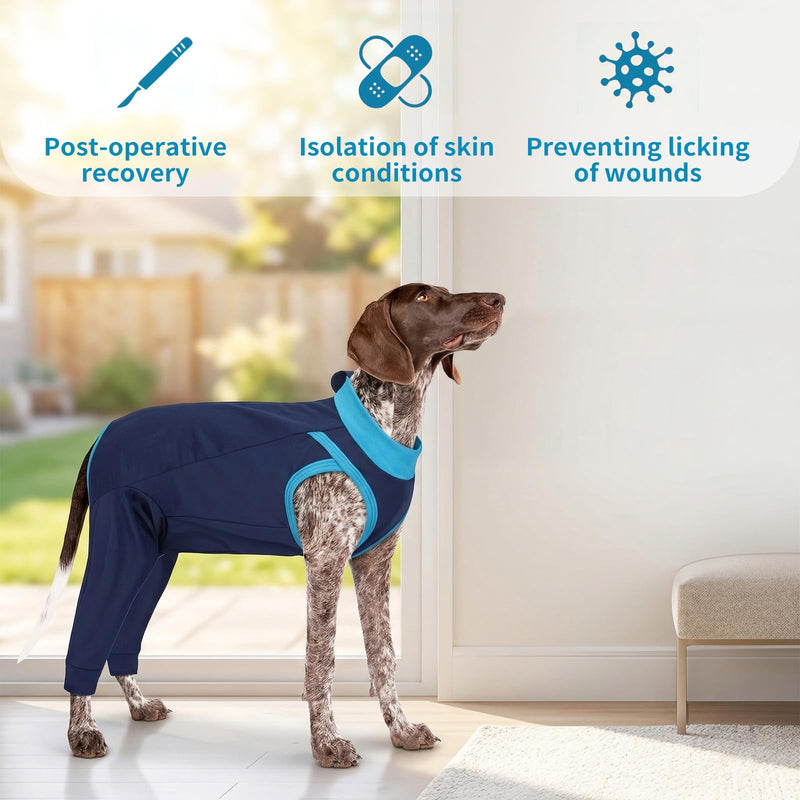 Dog Bodysuit After Surgery Male with Zip, Surgical Body Dog Castration Dog Body Operation with Legs, Medical Pet Shirt Dog for Castration Body,Leak Protection Rear Leg (S) S