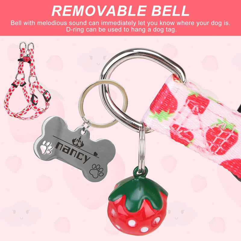 BEAUTYZOO Dog Harness Small Sized Dog Girl, No Pull Dog Harness and Leash Set,Step in Soft Light Puppy Vest, No Choke Heavy Duty Dog Halter with Bell,Breathable Adjustable Nylon Pet Harnesses, Pink S S(Chest:15-21") Pink Strawberry - PawsPlanet Australia