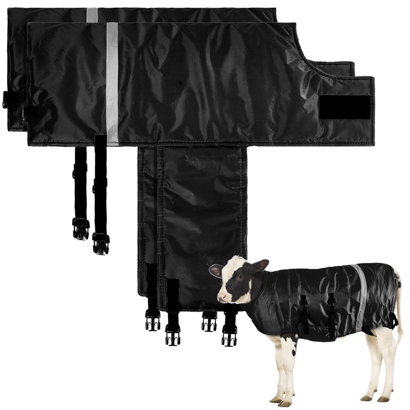 Dunzy 2 Pcs Calf Coat Calf Jacket Warming Blanket Windproof Waterproof Saver Blanket Livestock Warming (Black) Black - PawsPlanet Australia