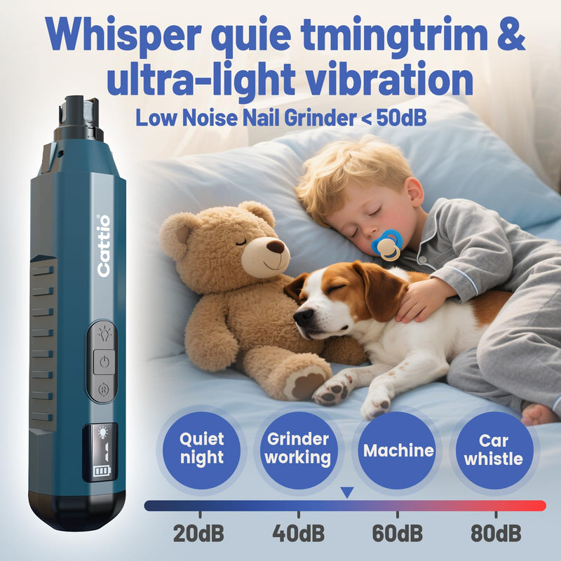 Dog Nail Grinder - Professional Electric Dog Nail Trimmer for Dogs & Cats Quiet Painless Grooming & Smoothing Dog Nail Clipper & File Included - Suitable for Small Medium Large Pets (Dark Blue) Dark Blue - PawsPlanet Australia