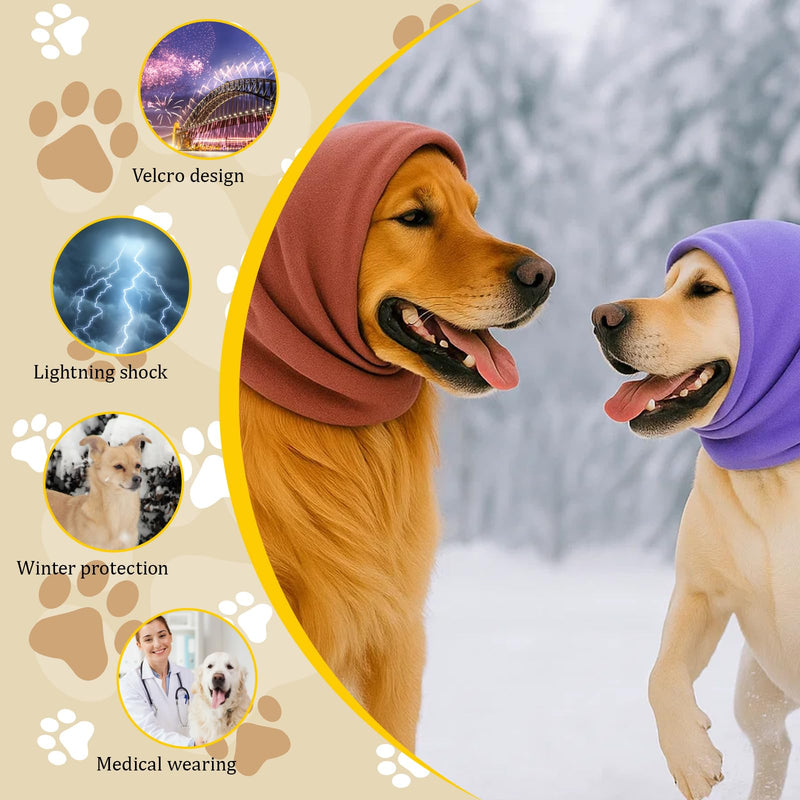 Dog Ear Defenders, 3PCS Pet Ear Protectors for Bath and Anxiety Relief, Soft and Comfortable Dog Snood in Pink, Black, Purple for Noise Reduction and Warmth