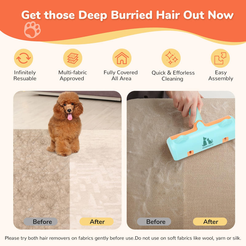 5 PCS Pet Hair Removal Tool, Roller Dog Hair Removers for Couch, Retractable Pet Hair Carpet Scraper Rack, Reusable Cat Hair Remover for Bed, Rugs, Stairs, Furniture - PawsPlanet Australia