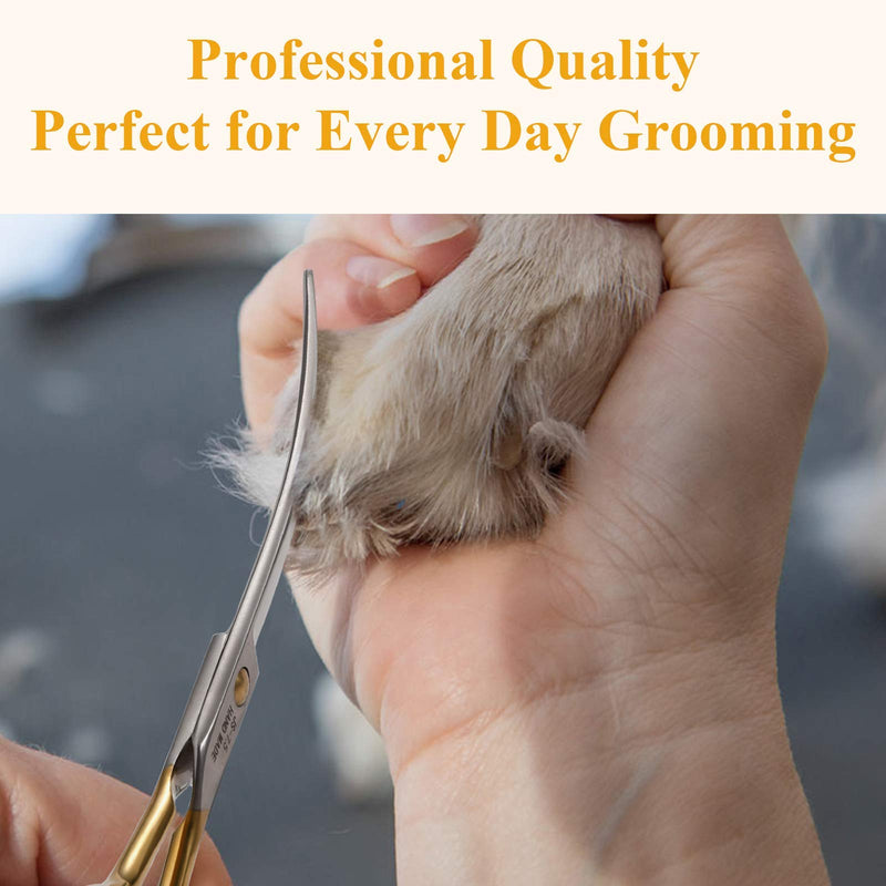 JASON 7.5" Curved Dog Grooming Scissors Curved Cats Grooming Shears Pets Trimming Kit for Right Handed Groomers Sharp Comfortable Light-Weight Shear A-7.5" Curved