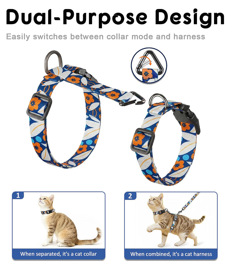 Halypet 2-Pack Cat Harness and Leash Set, Escape Proof 3-in-1 Adjustable Harness for Cats, Soft Lightweight, Easy On & Control for Walking, Travel & Outdoor Use, Small (Navy & Orange) Navy & Orange Small(4-10lb)