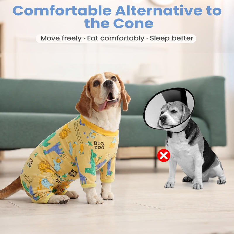 Dog Surgery Suit for Dogs After Surgery, Anti Licking Dog Spay Neuter Recovery Suit, Soft Cotton Onesie Cone Alternative for Small Dogs Male Female, Honey Yellow 2XL