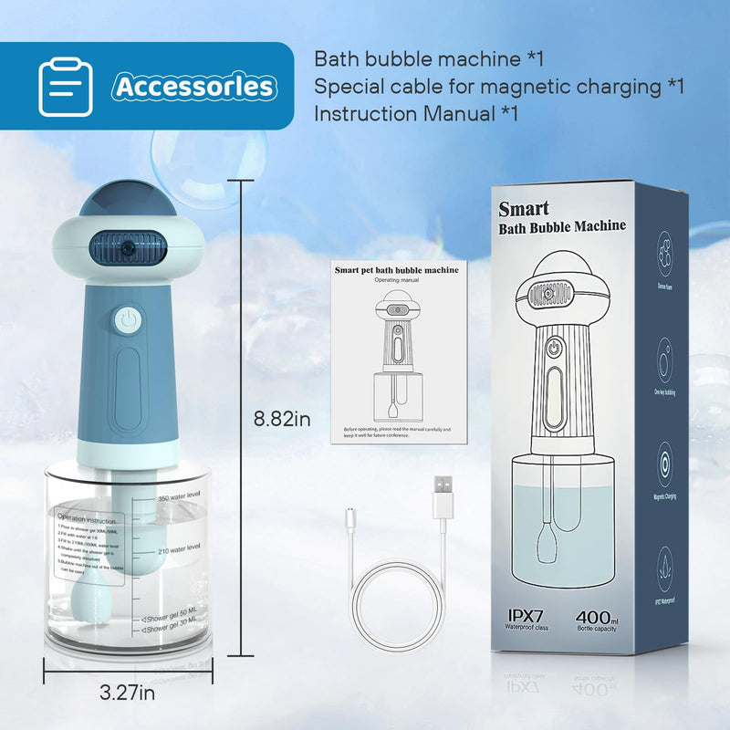 Electric Dog Shampoo Dispenser,IPX7 Cat Shampoo Sprayer,Pet Bath Supplies Automatic Foaming Shampoo Dispenser for Dog Deep Cleaing,Kitchen Sink，Bathroom Blue - PawsPlanet Australia