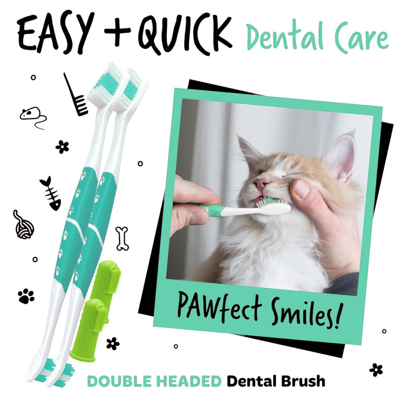 Dog Toothbrush Dual Ended, Pets Teeth Cleaning Toothbrush 360º Dog Cat Finger Toothbrush Pets Dental Cleaning Products for Easy Dogs Cats Dental Care