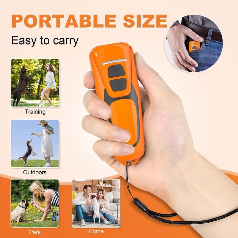 Dog Bark Deterrent Devices, Ultrasonic Anti Barking Device for Dogs, Up to 50FT Long Range Rechargeable Battery Bark Control Safe for Dogs & Human Portable Indoor Outdoor (Orange, 4.5 x 2 x 1 inches) Orange 5 x 2 x 1 inches