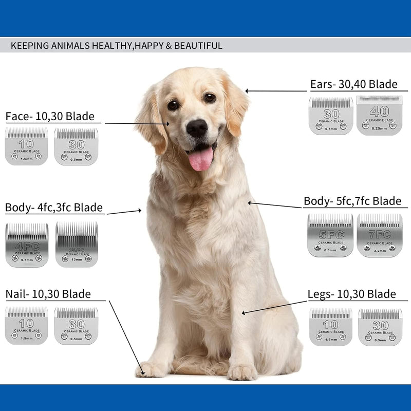 5FC# Detachable Pet Dog Grooming Clipper Ceramic Blade,Compatible with Andis Size 5FC Cut Length 1/4”(6.3mm),Compatible with andis/wahl/Oster Dog Clippers 1PCS Silvery-7
