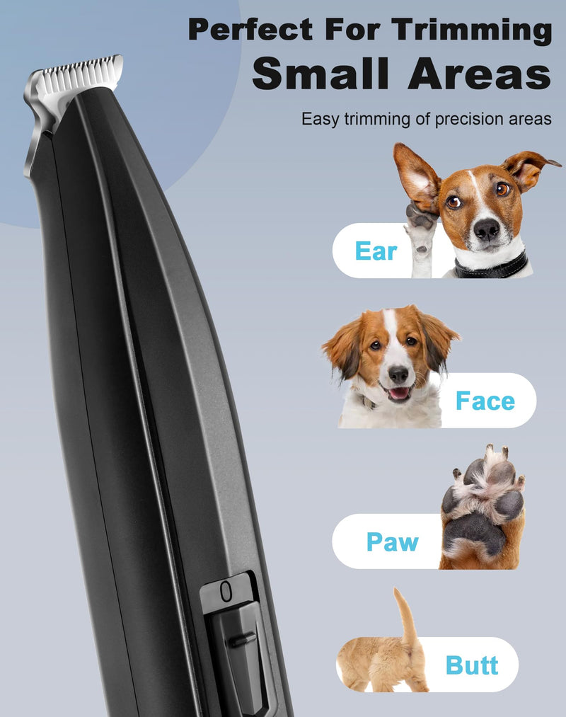 Dog Paw Trimmer for Grooming, Cordless Rechargeable Dog Clippers with Widened Blade, Low Noise Electric Cat Precision Shaver for Small Pet's Hair Around Eyes, Faces, Ears, Paws, Rump(Black) Black - PawsPlanet Australia