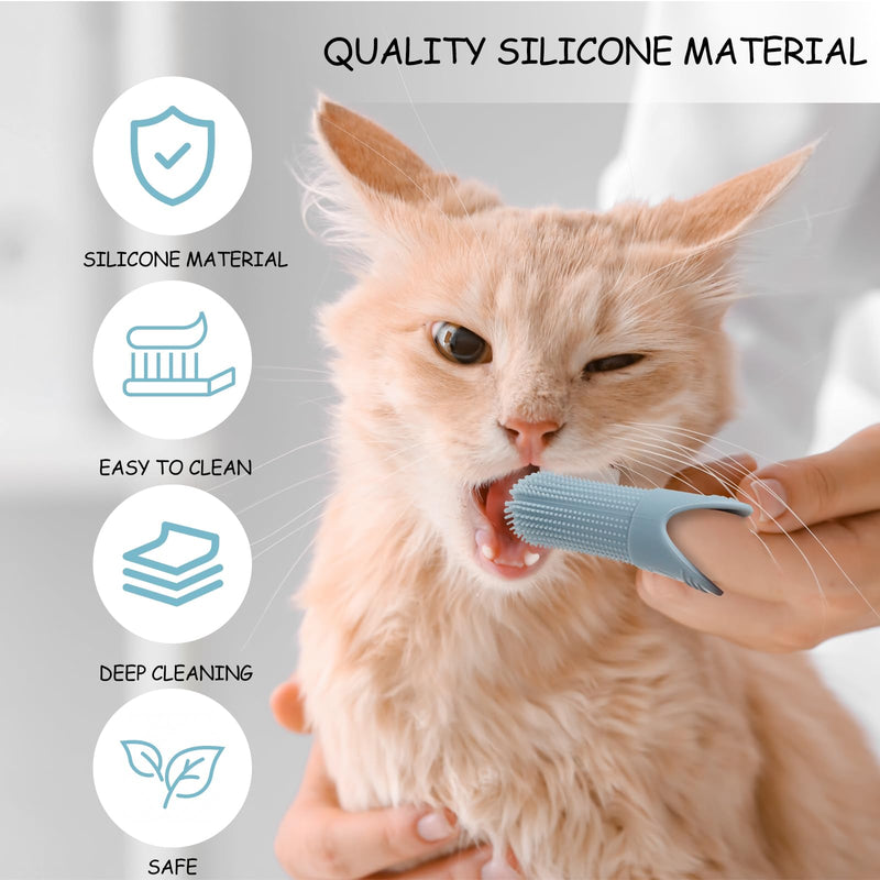 VOSSOT Pack of 4 Dog Toothbrush, Fingerling, Silicone Finger Toothbrush, Dog Finger Cots Dog Dental Care, Soft Toothbrush for Dogs & Cats, for Teeth Cleaning, Dental Care & Teeth Cleaning