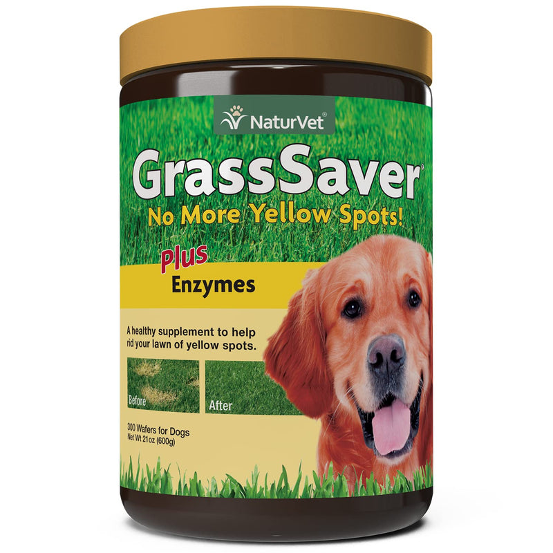 NaturVet – GrassSaver Wafers for Dogs Plus Enzymes – 300 Wafers – Healthy Supplement to Help Rid Your Lawn of Yellow Spots – Synergistic Combination of B-Complex Vitamins & Amino Acids