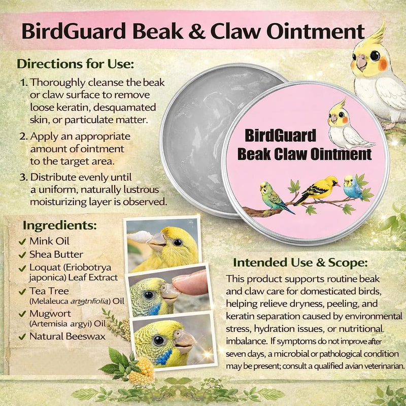 Parrot Beak Oil & Bird Feet Moisturizer – Ointment for Dry Skin, Beak Care & Claw Repair for Budgies, Cockatiels for Peeling, Flaky, Cracked Beaks and Rough, Dry Claws - PawsPlanet Australia