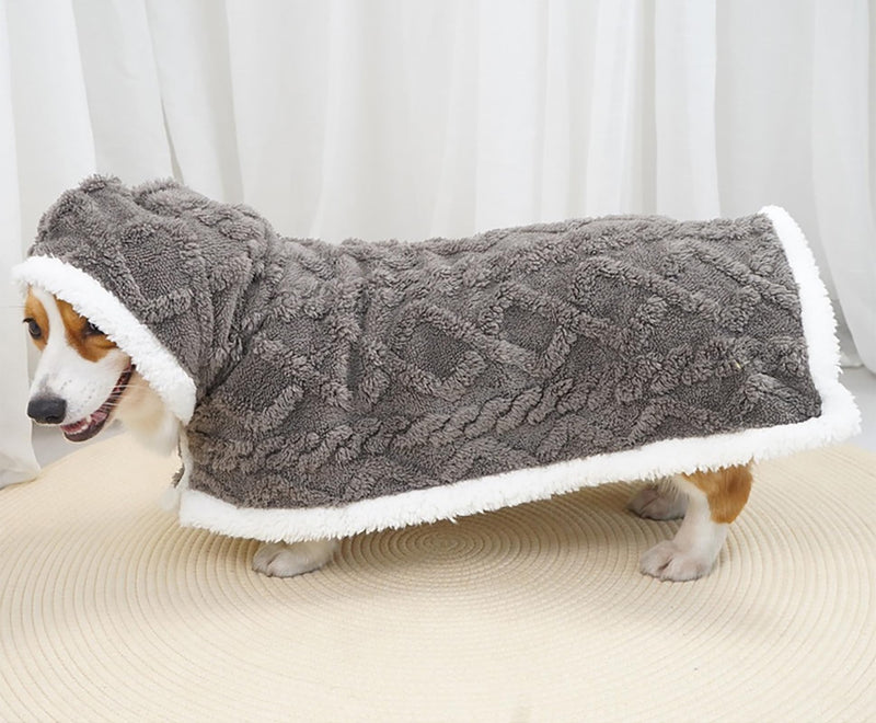 Dog Cape Blanket for Small, Medium Dogs, Hood Coats for Pets, Dog Robes with Hood Grey Small