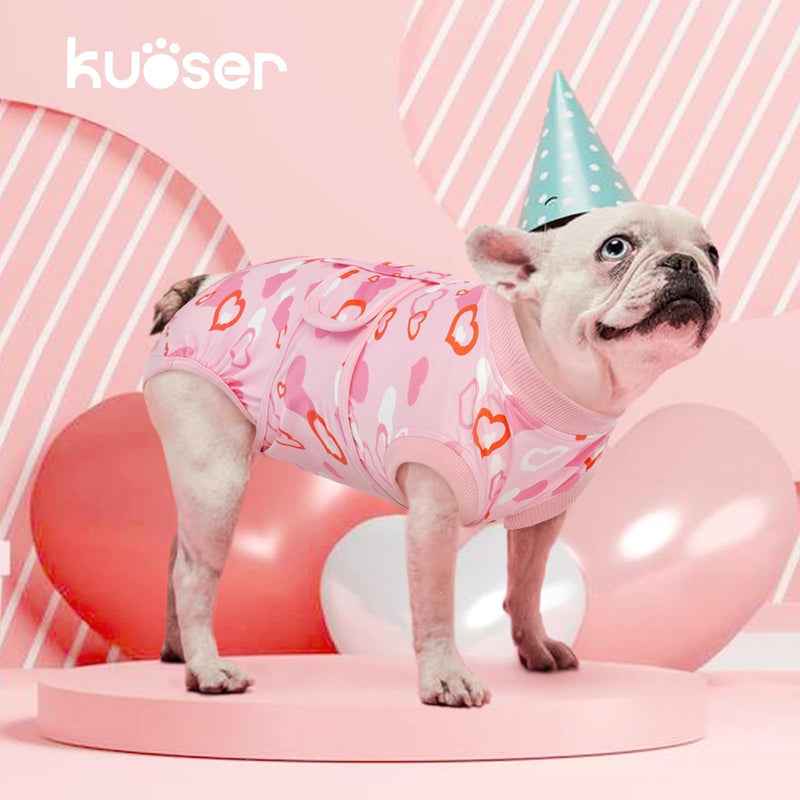Kuoser Recovery Suit for Dogs After Surgery, Valentine's Day Dog Surgical Recovery Suit for Female Male Dogs, Dog Onesies for Large Dogs, Pet Surgical Suit for Spay Neuter Dog Cone Alternative X-Large (Back:20.1-24.8'', Weight:42-75 LB) Pink - PawsPlanet Australia