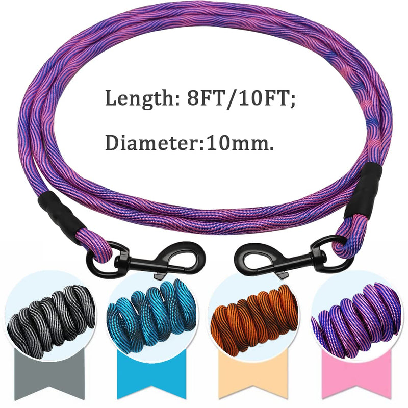 MayPaw 8FT/10FT Dog Tie Out/Check Cord, Heavy Duty Nylon Rope Training Leash, 3/8-Inch Thick Dog Tether for Strong Small Medium Large Dogs Indoor or Outdoor Walking, Camping, Hiking, Playing 3/8 in x 10ft pink blue - PawsPlanet Australia