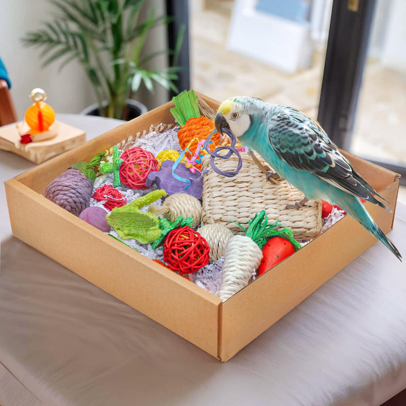 Colorful Bird Foraging & Parrot Shredding Toys Box - Safe Fruit & Vegetable Bird Toys, Perfect for Parakeets, Cockatiels, and Small to Medium Birds Fruit & Veggie Delight - PawsPlanet Australia