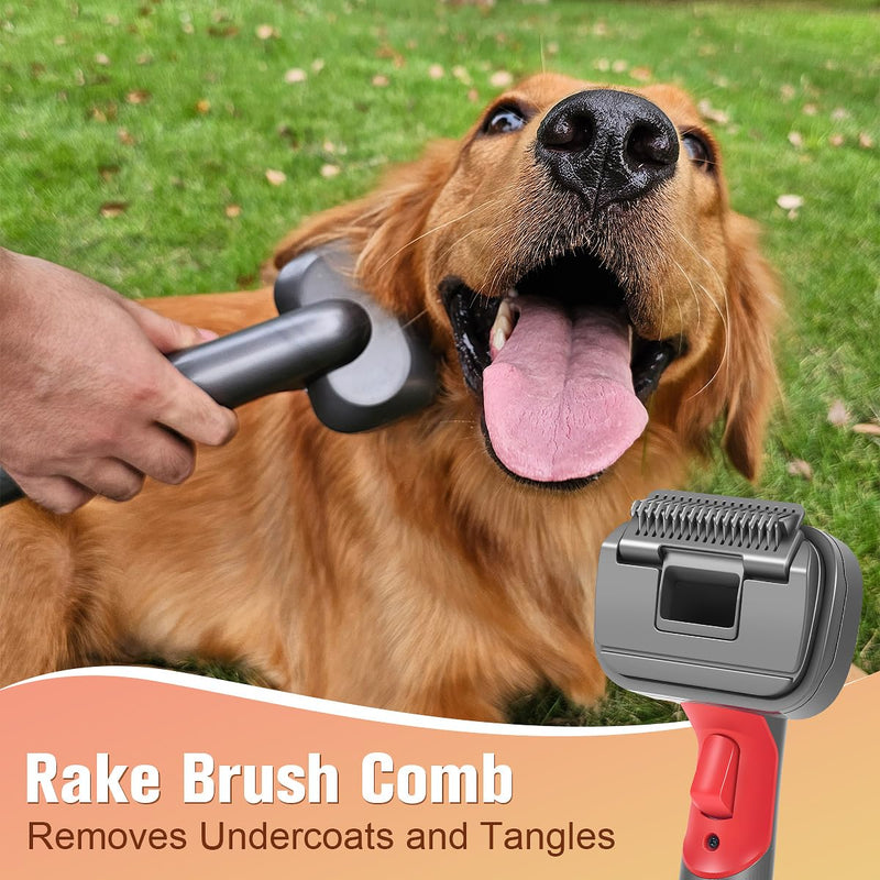 2-in-1 Dog Hair Vacuum Brush for Grooming & Shedding Compatible with Dyson Gen5, V15, V12, V11, V10, V8, V7 – Removes Loose Hair, Dander, Undercoat & Tangles – Self-Cleaning Design 2 in 1