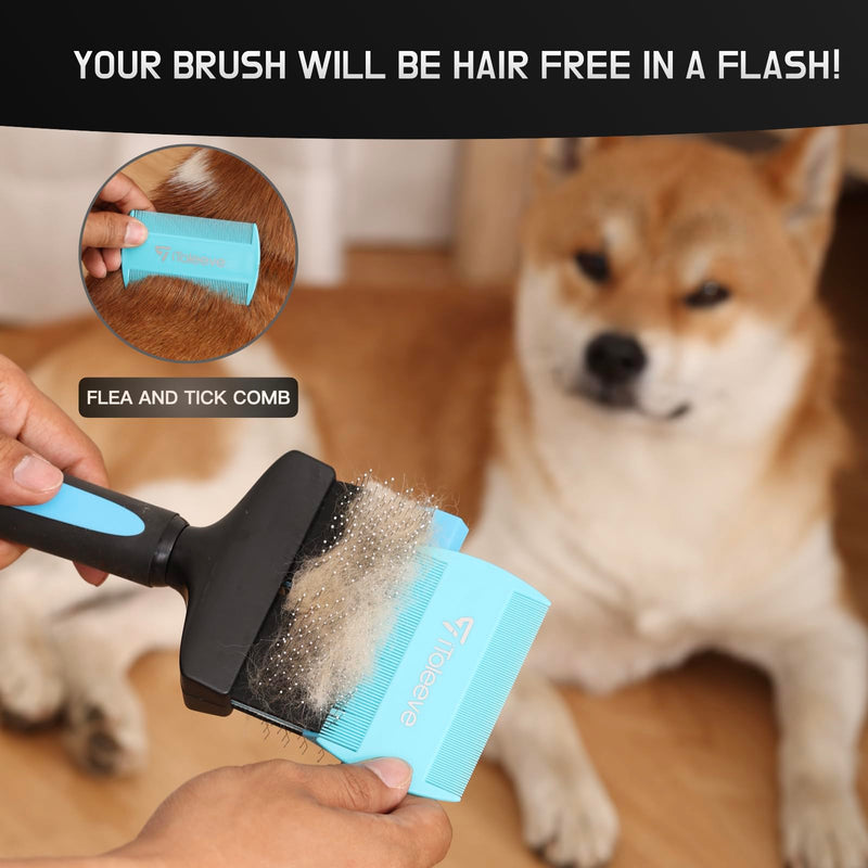 Dual Flex Slicker Brush Dog Brush, Gentle Grooming Tool for Sensitive Dogs & Cats - Ideal for Long Hair, Removes Undercoat, Tangles, and Knots - PawsPlanet Australia