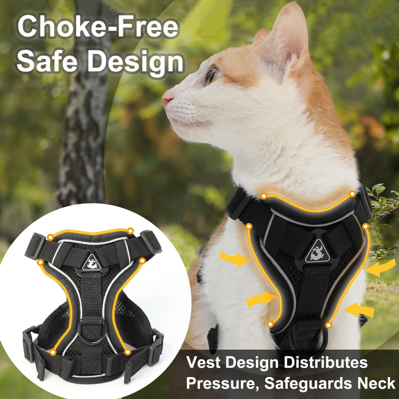 Cat Harness and Leash, Reflective Cat Harness Escape Proof for Walking, Adjustable Kitten Harness and Leash Set, 4 Buckles Easy Control Breathable Cat Vest Harness for All Types of Cats Large Red - PawsPlanet Australia