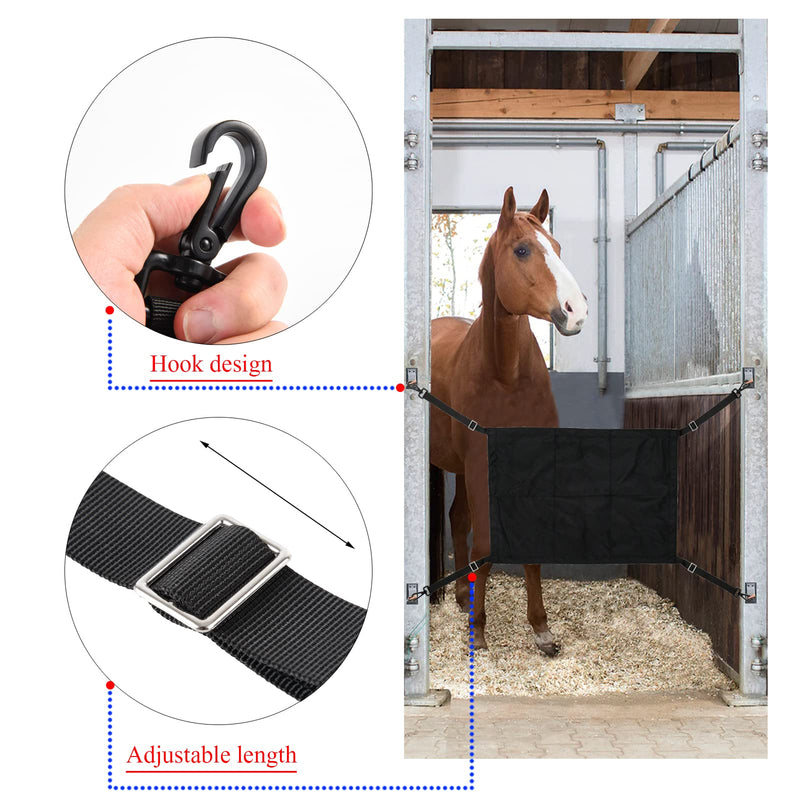Horse Stall Guard with Swivel Snap Hook,Horse Stall Aisle Guard Fence with Ajustable Straps Strong Metal Push Gate Clip Equestrian Products (Black) Black - PawsPlanet Australia