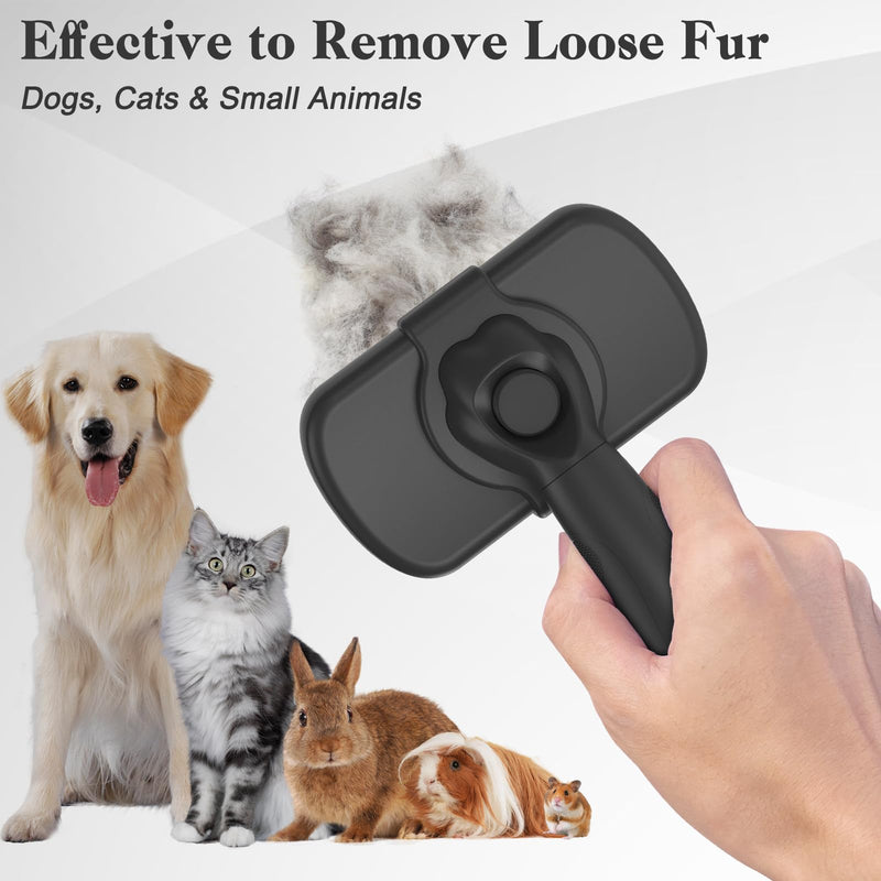 Self Cleaning Shedding Brush for Dogs & Cats, Skin Friendly Cat Brush, Dog Grooming Brush, Dog Brush for Shedding, Deshedding Brush, Puppy Brush Hair Brush for Haired Dogs, Black - PawsPlanet Australia