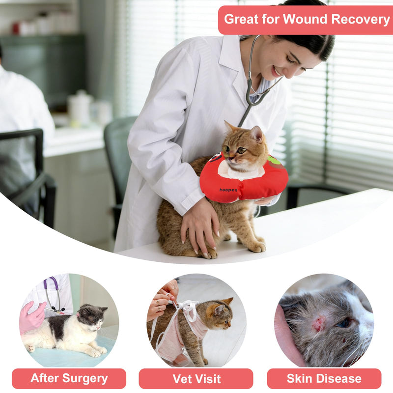 Cat Cone Collar,1 PCS Cute Apple-Shaped Pet Cone Waterproof Cats Recovery Collars Adjustable Cat Cones Collars Soft Kitten Recovery Cones to Stop Licking（M）