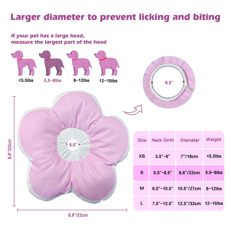 Dog Cones for Small Dogs,Comfortable Adjustable Soft Dog Cone After Surgery，Soft Protective Recovery Cone for Dogs and Cats,Washable Dog Elizabethan Collar Stop Licking Wounds (Pink, S) Pink - PawsPlanet Australia