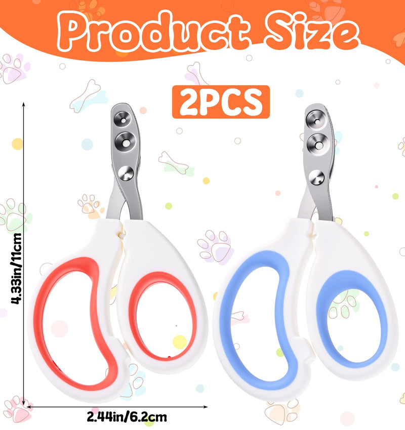 2Pcs Pet Nail Clippers, Dog Cat Nail Clipper with Guard for Cats Small Dogs Animal Claws Trimmer Ideal for Bearded Dragon Cats Rabbit, Non-slip Handle & Stainless Steel Blades, Safe & Easy to Use - PawsPlanet Australia