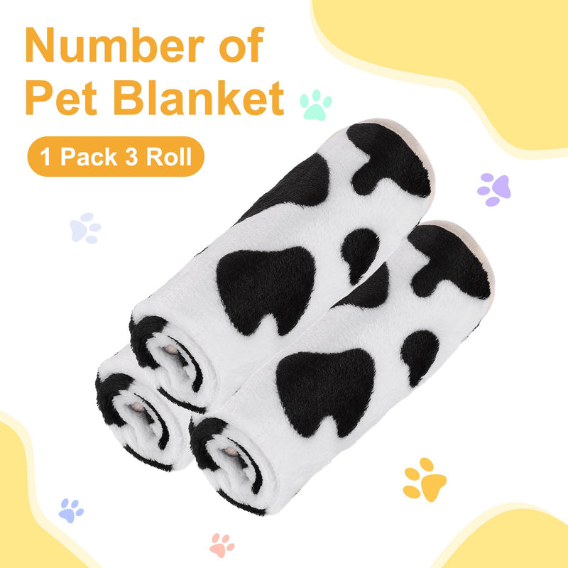 Pet Blanket, Medium Soft Fluffy Flannel Cow Printed Throw Blanket, Scratch Proof Furniture Protector Cover 30x42 Inches, (Black-White, 1 Pack 3), Intended for Dog/Cat Black-white - PawsPlanet Australia