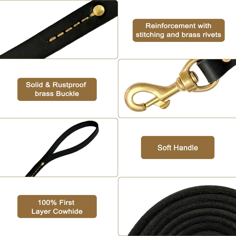 Guiding Star Leather Dog Leash 4ft, Dog Leashes for Large Dogs Heavy Duty, Soft Handmade Leather Training Leash for Small Medium & Large Dogs (4ftx3/4inch, Black) 4ft x 3/4 inch - PawsPlanet Australia