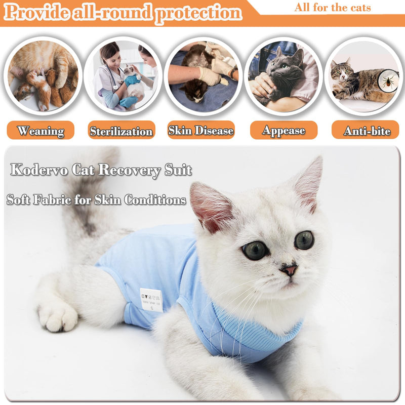 Cat Surgical Recovery Suit Professional for Male Female Cats Abdominal Wounds Cone E-Collar Alternative, Anti-Licking or Skin Diseases Pet Surgical Recovery Suit, Soft Fabric Onesies for Cats Large Blue - PawsPlanet Australia