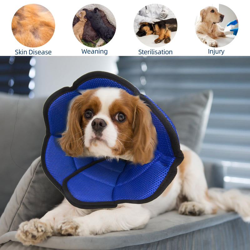 Dog Cone Collar, Adjustable Dog Cones After Surgery Soft Recovery Collars for Dogs, Elizabethan Pet Buster Collars for Dogs, Anti-Bite Dog Neck Collar After Surgery, Blue, S