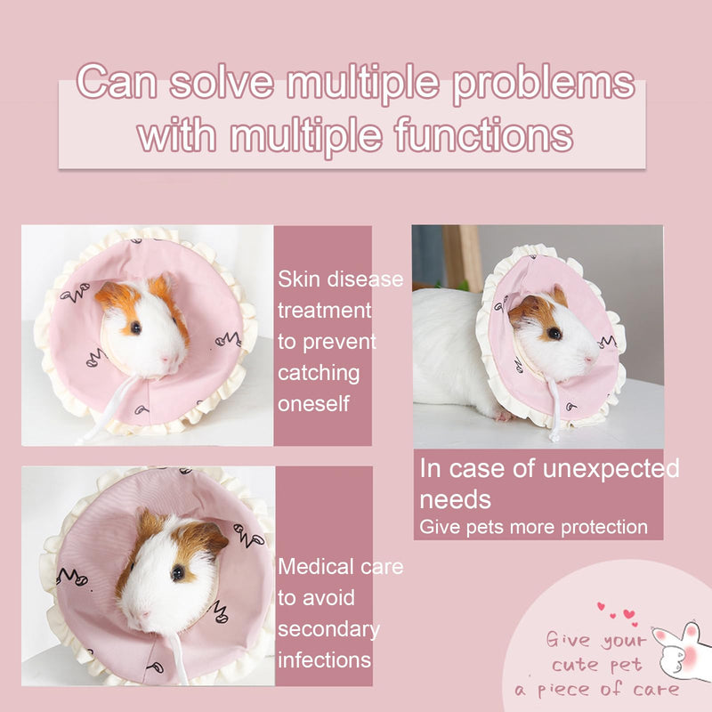 Hamster Recovery Collar Protection Cone After Surgery, Small Animals Adjustable Protection Collar for Rat Bird Rabbit Guinea Pig, Anti-Lick Anti-bite Pet Elizabeth Collar (Printed Pink, S) Printed Pink - PawsPlanet Australia