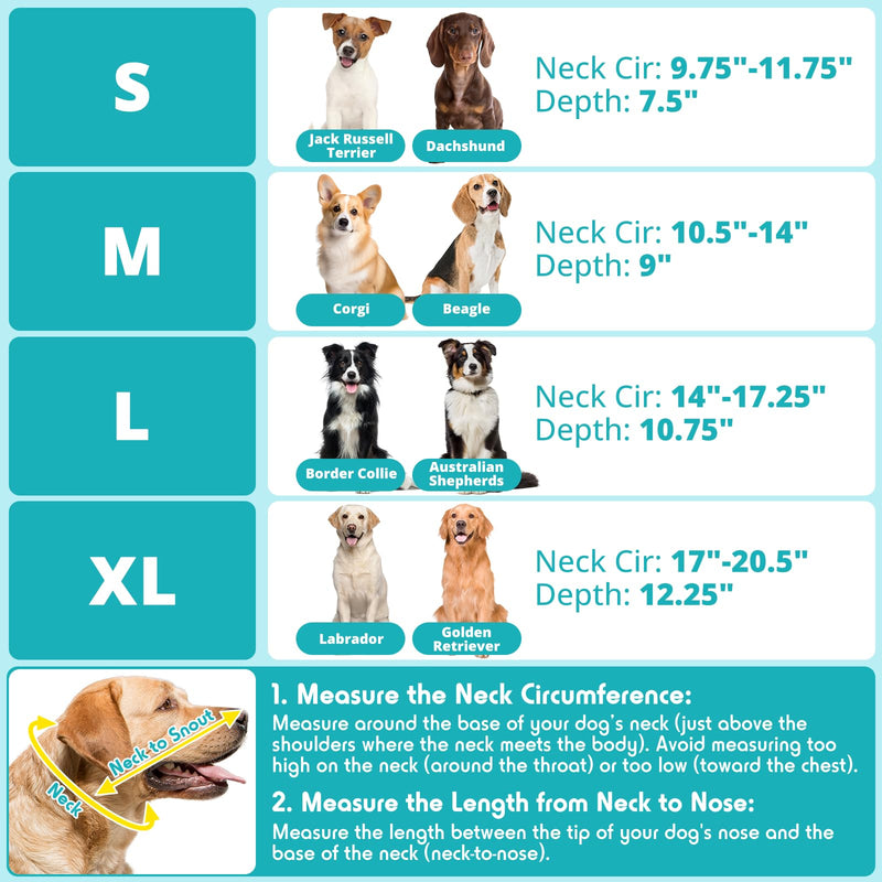 Dog Cone Collar, Transparent Recovery Cone for Large Medium Small Dogs, Soft Elizabethan Collar After Surgery to Prevent Licking Wound, Enhanced Visibility Patented Ultra Transparent M(Neck:10.5-14")