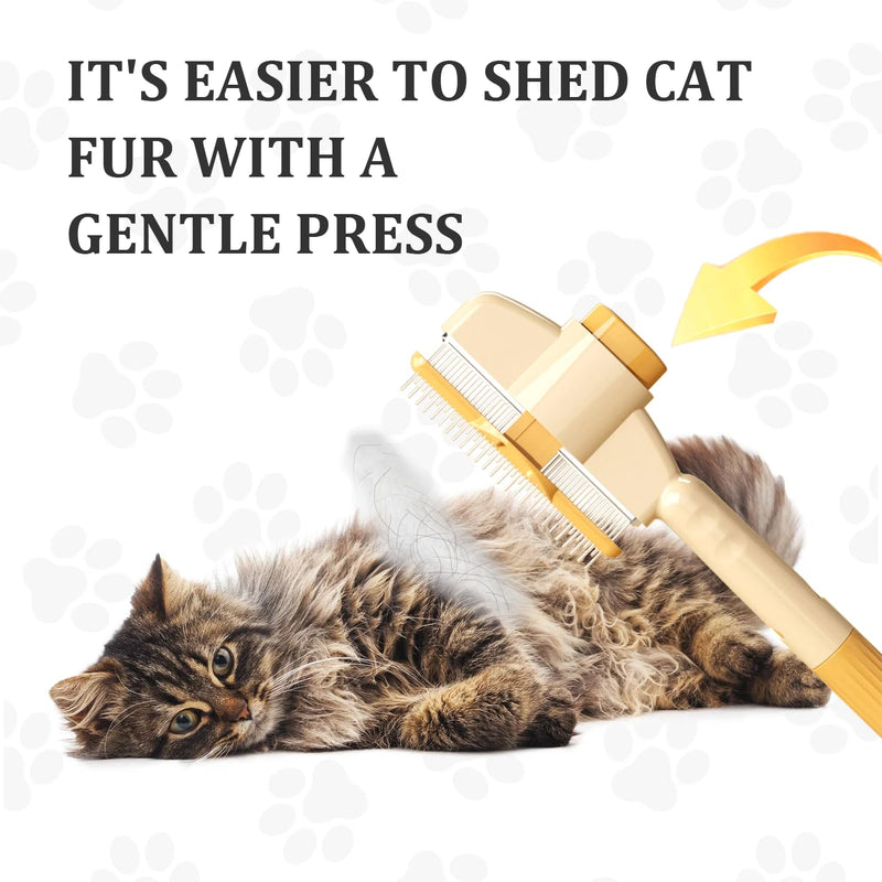 2-Pack Pet Hair Removal Comb & Flea Comb with Release Button for Cats & Dogs - Grooming Brush for Short/Long Hair Green & Yellow - PawsPlanet Australia