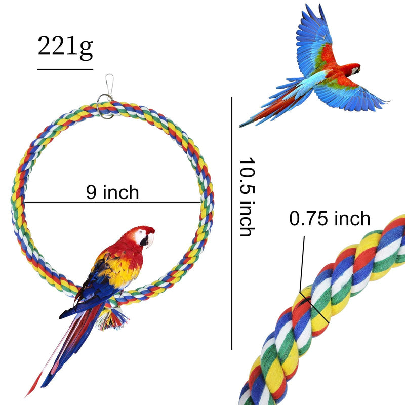WishLotus Bird Swing, Cage Hanging Cotton Rope Swing Bite Resistance Perches Boredom Breaker for Budgie, Cockatiels, Conures, Finches, Small Parakeets (25cm) 25cm - PawsPlanet Australia