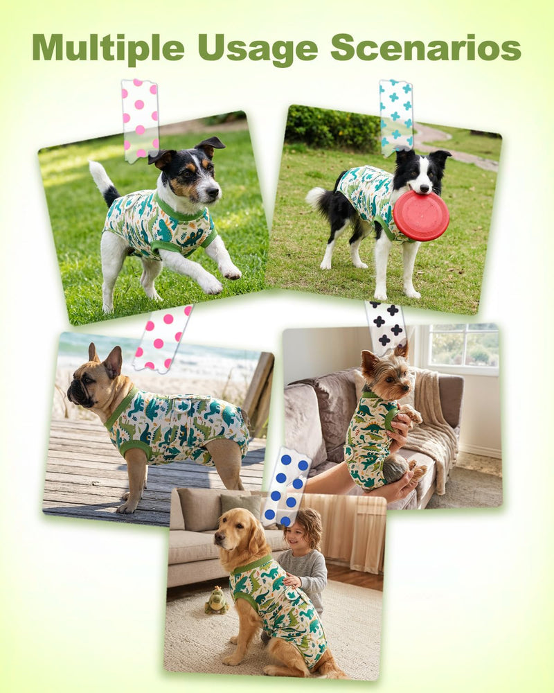 CuteBone Dinosaur Pet Surgery Recovery Suit for Large Dogs Cats, Surgical Onesie for Male Pets, Anti-Licking Wound Suit E-Collar Alternative Post Operative Wear SSF16XL Dinosaur#03 X-Large