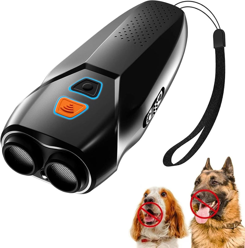 Dog Barking Control Device with Dual Sensors | Anti-Barking Device with Training & Deterrent Modes | Ultrasonic Dog Whistle & LED Flashlight | 25FT Range | Rechargeable