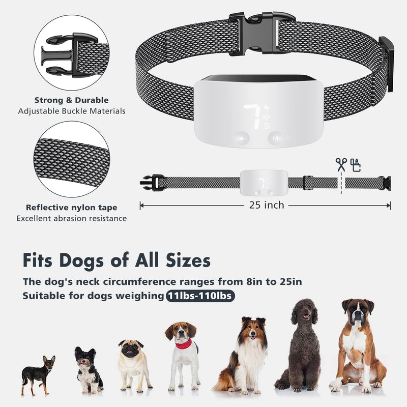 NBJU Bark Collar for Dogs,Rechargeable Anti Barking Training Collar with 7 Adjustable Sensitivity and Intensity Beep Vibration for Small Medium Large Dogs (White) White - PawsPlanet Australia