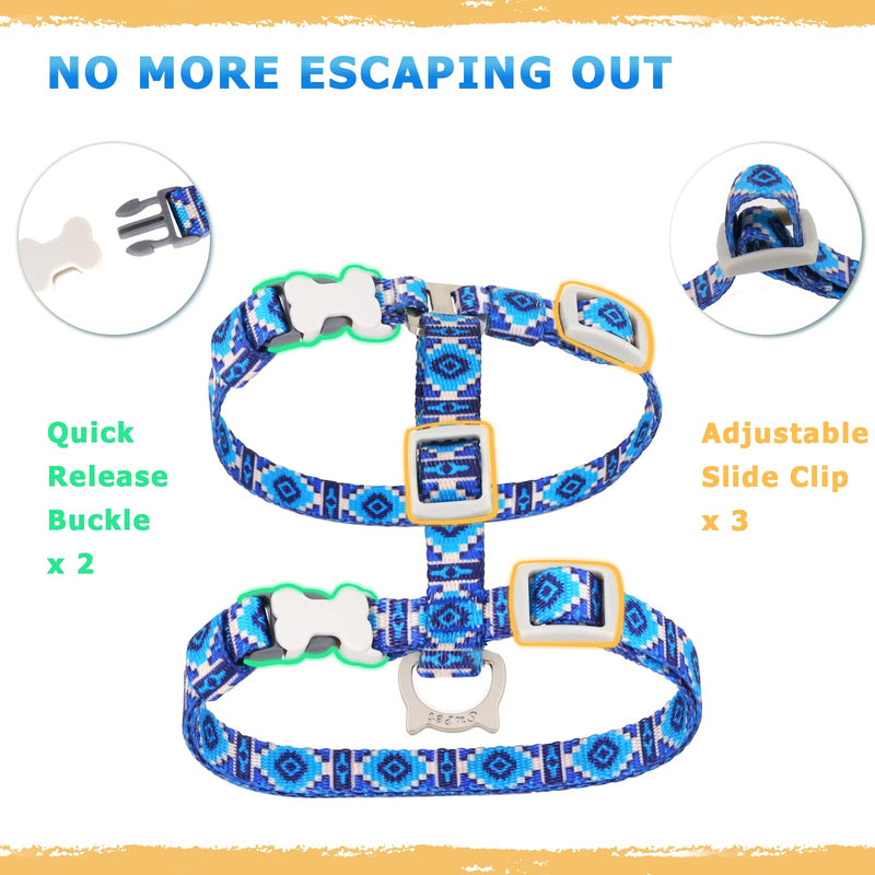 Supet Cat Harness and Leash Escape Proof, Adjustable Cat Leash and Harness Set for Walking, Lightweight Cat Harness for Large Small Kittens Blue M (neck:8-12", chest: 11-19")