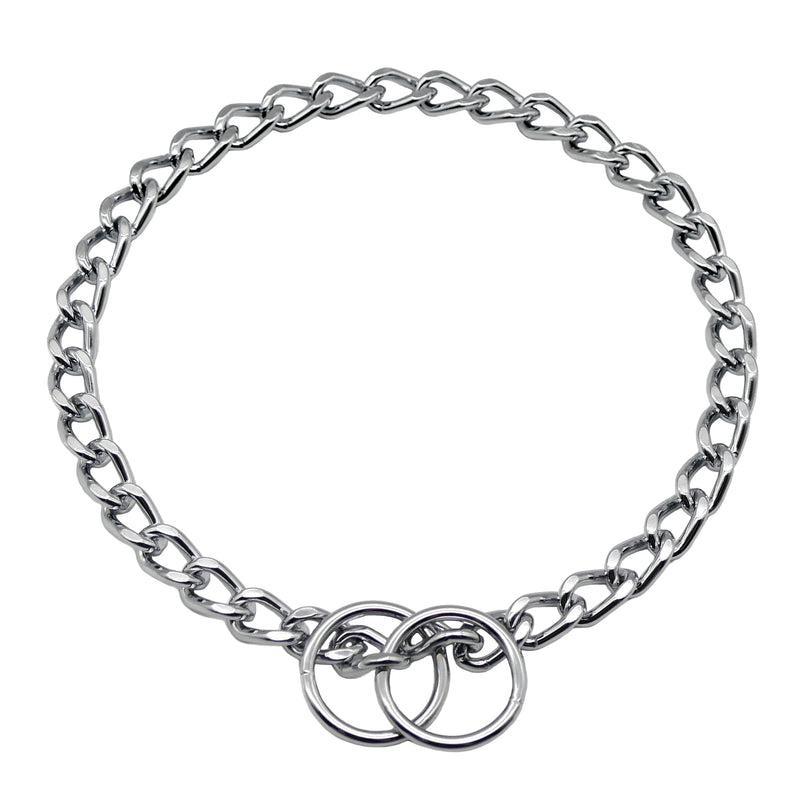 Herm Sprenger Chrome Plated Steel Dog Collar with Short Flat Links Choke Chain Two O-Rings for Small Medium Large Dogs Professional Training Collar Correction Slip Chain Made in Germany (28in (70cm)) 28in (70cm) - PawsPlanet Australia
