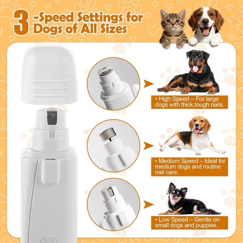 2-in-1 Dog Nail Grinder & Clipper - Low Noise (<40dB) Grinder for Dogs & Cats, Dual LED Lights, USB-C Fast Charging, Nail Catcher Included - Safe for Small, Medium & Large Pets - PawsPlanet Australia