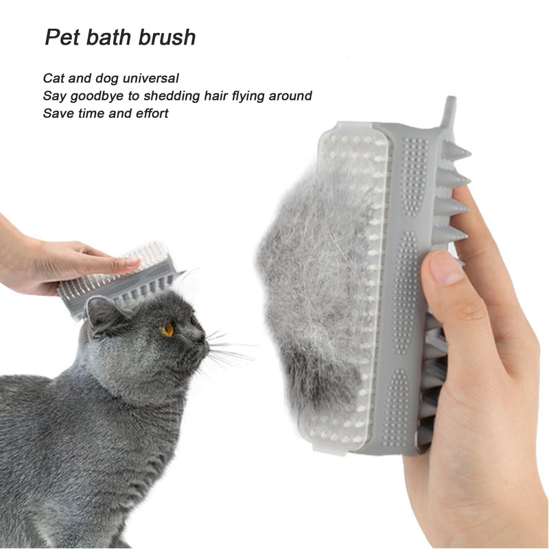 Pet Bath Brush, Suitable for Massage, Grooming, and Hair Removal for Cats and Dogs, Made of Skin Friendly Silicone Material, Deeply Cleanses and is Easy to Wash on Three Sides (rose red) rose red - PawsPlanet Australia
