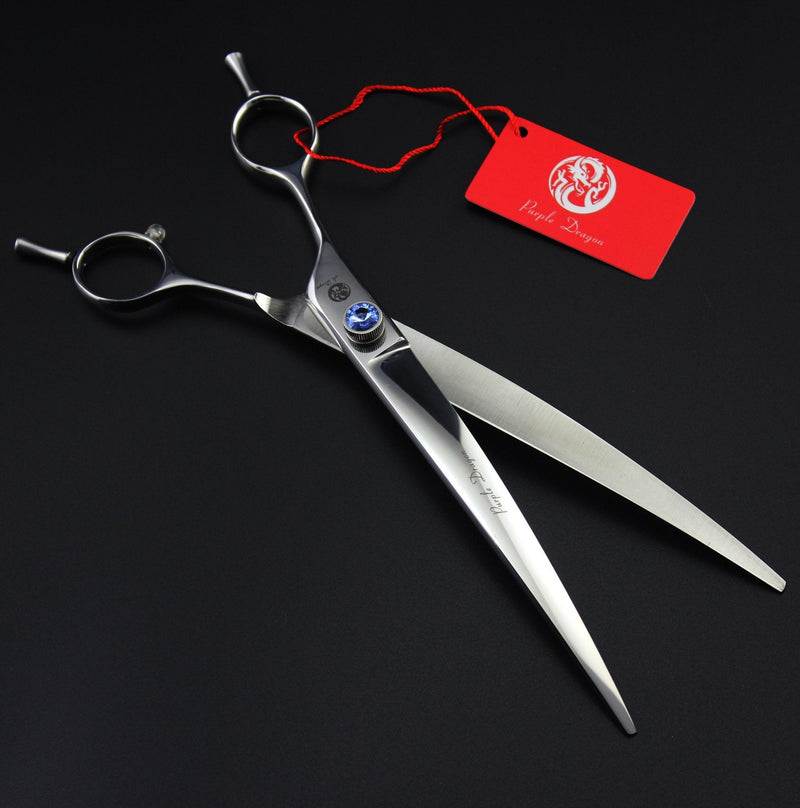 Purple Dragon 8.0" Left Handed Professional Pet/Dog Grooming Hair Cutting Scissors&Downward Curved Scissor &Chunker Shears with Bag - for Mancinism Pet Groomer or Family DIY Downward Curved Scissor - PawsPlanet Australia