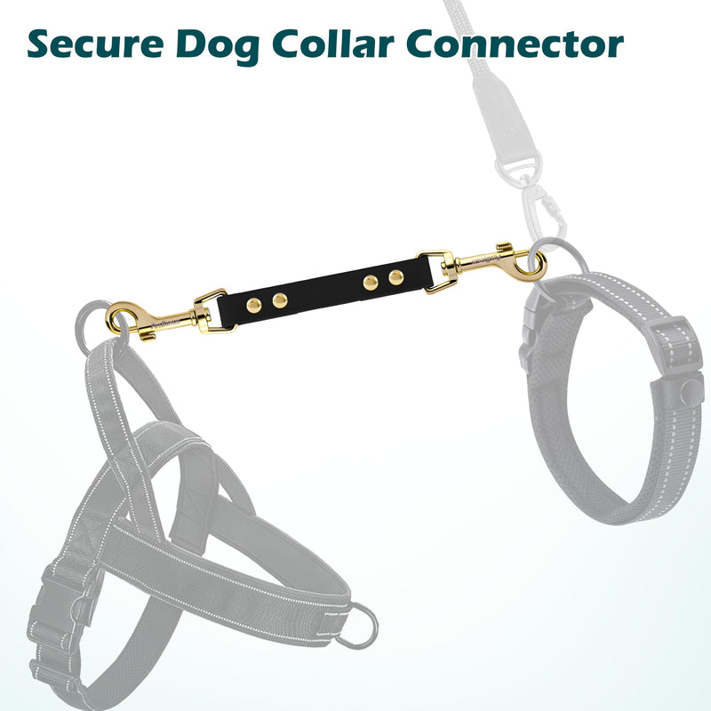 PetBonus Dog Collar Safety Clip, Waterproof Backup Safety Strap for Dog Harness to Prong Collar, Odor Proof Double Ended Clasp Leash Connector for Training Walking (Black) Black - PawsPlanet Australia