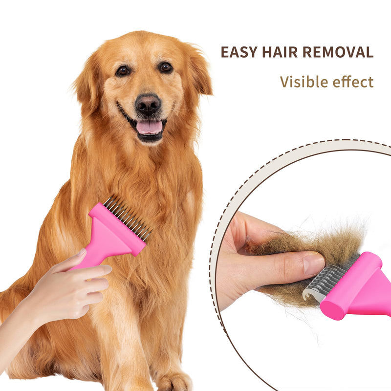 Dog Brush for Shedding cat deshedding grooming supplies for indoor short long hair pet dematting undercoat rake for brish poodle remove matted fur slicker best comb tool cepillo para perros. (Pink) Pink - PawsPlanet Australia